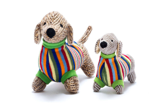 Knitted Sausage Dog Baby Rattle