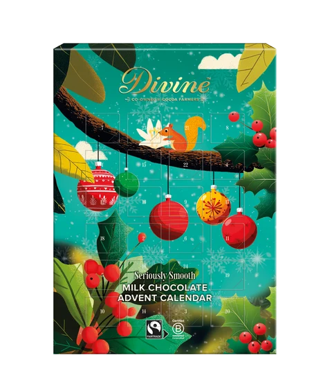 Divine Chocolate Fairtrade Milk Chocolate Advent Calendar