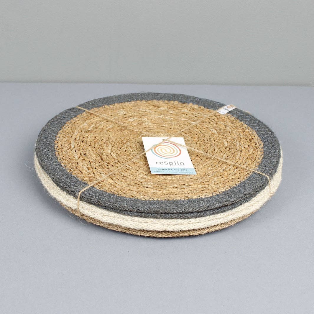ReSpiin Set of 6 Seagrass & Jute Tablemats - Naturals | Sustainable