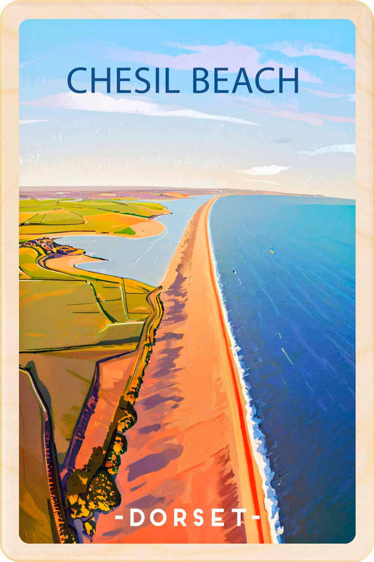Chesil Beach Wooden Postcard