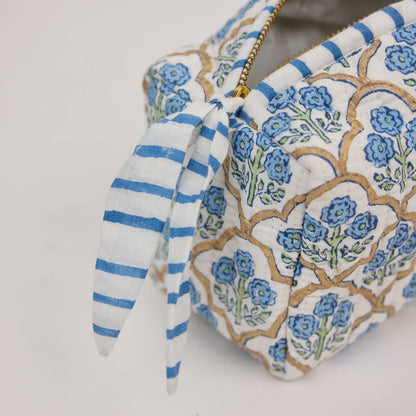 Indigo Trellis Organic Cotton Toiletries & Makeup Bag