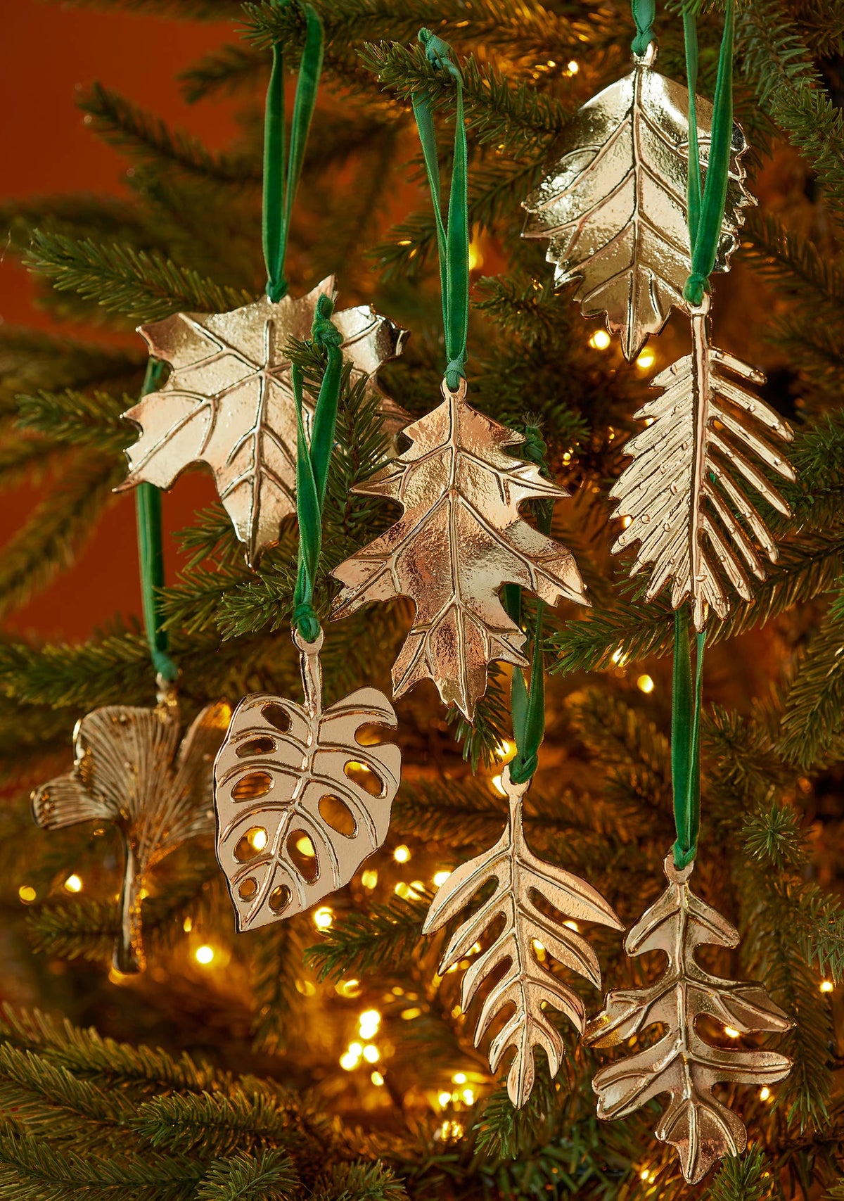 Gold Metal Botanical Leaf Decoration - Set of 3