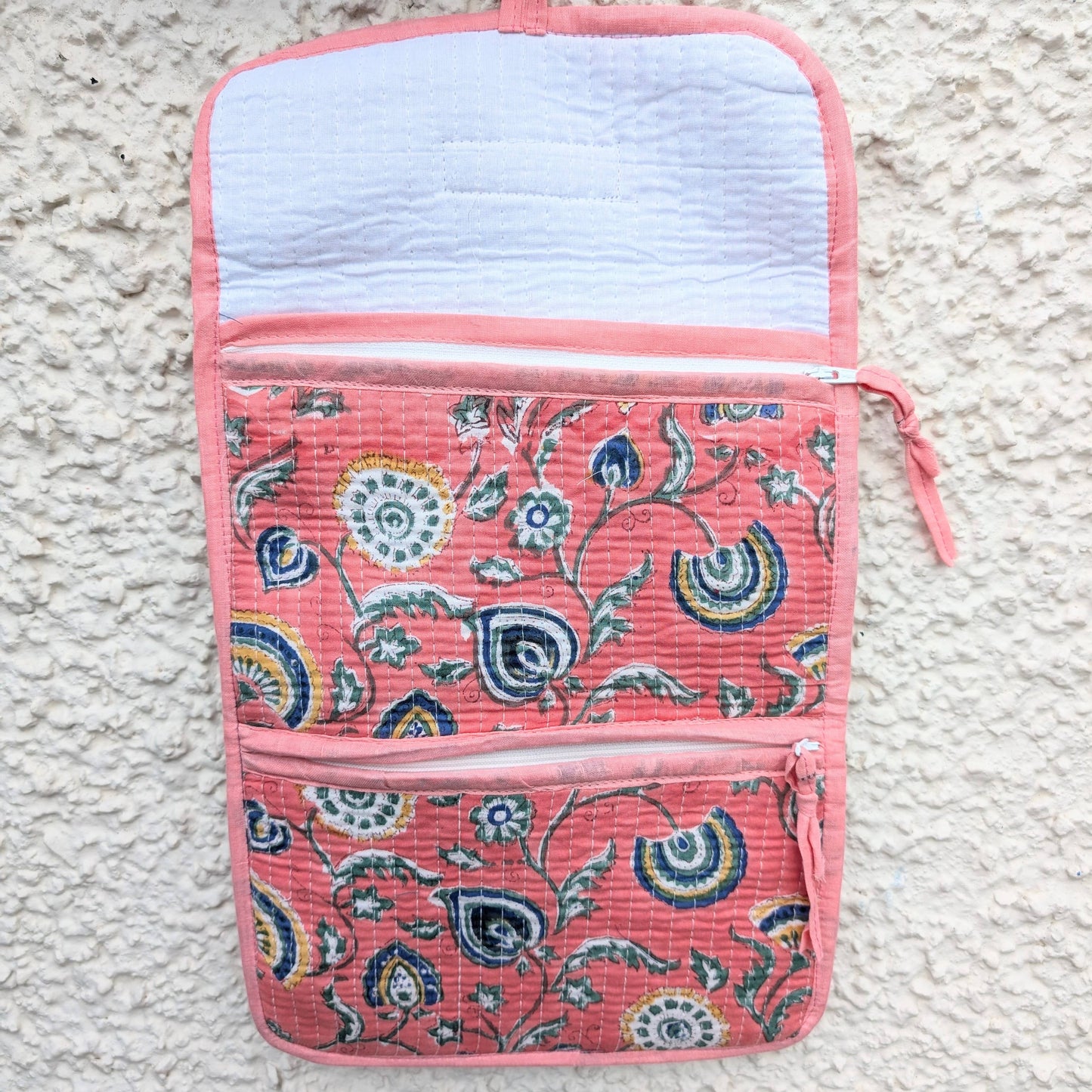 Fan Flower Pink Trifold Toiletry & Wash Kit Bag