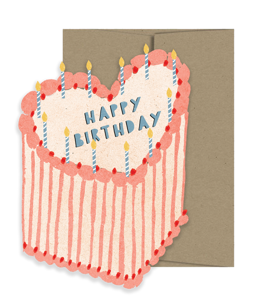 Heart Cake Cut Out Birthday Card