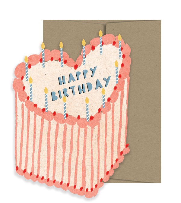 Heart Cake Cut Out Birthday Card