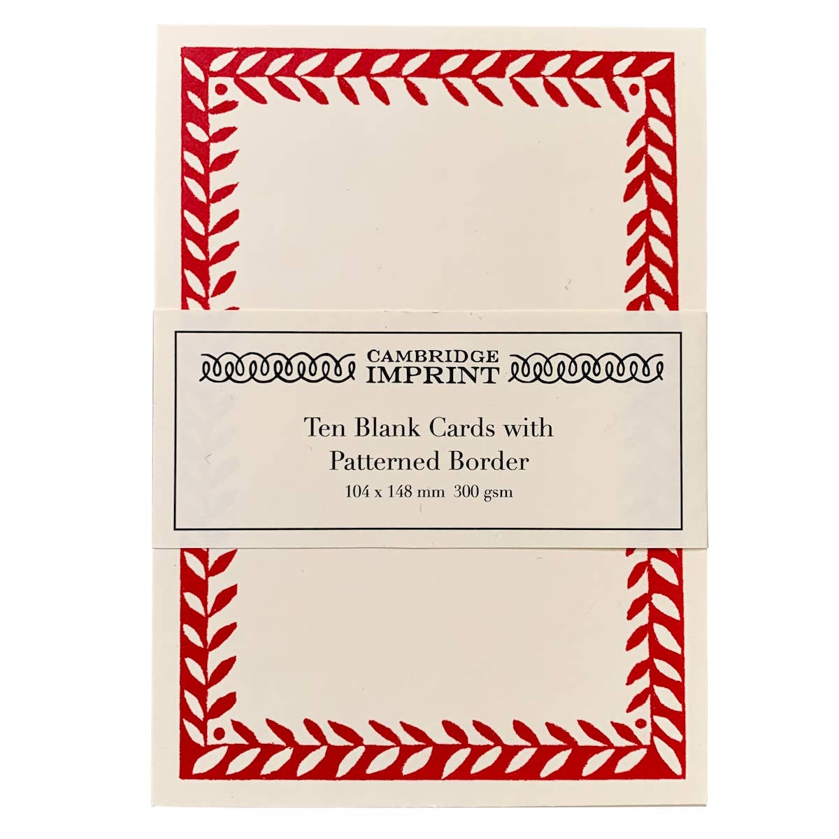 10 Postcards with Patterned Border in Crimson