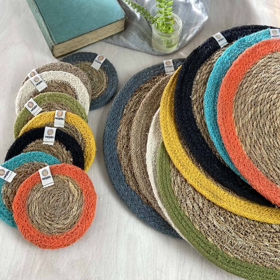 ReSpiin Set of 6 Seagrass & Jute Coasters