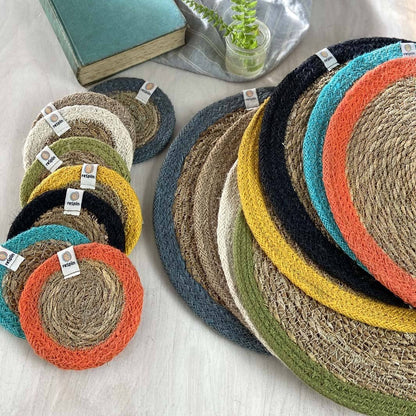 ReSpiin Set of 6 Seagrass & Jute Coasters