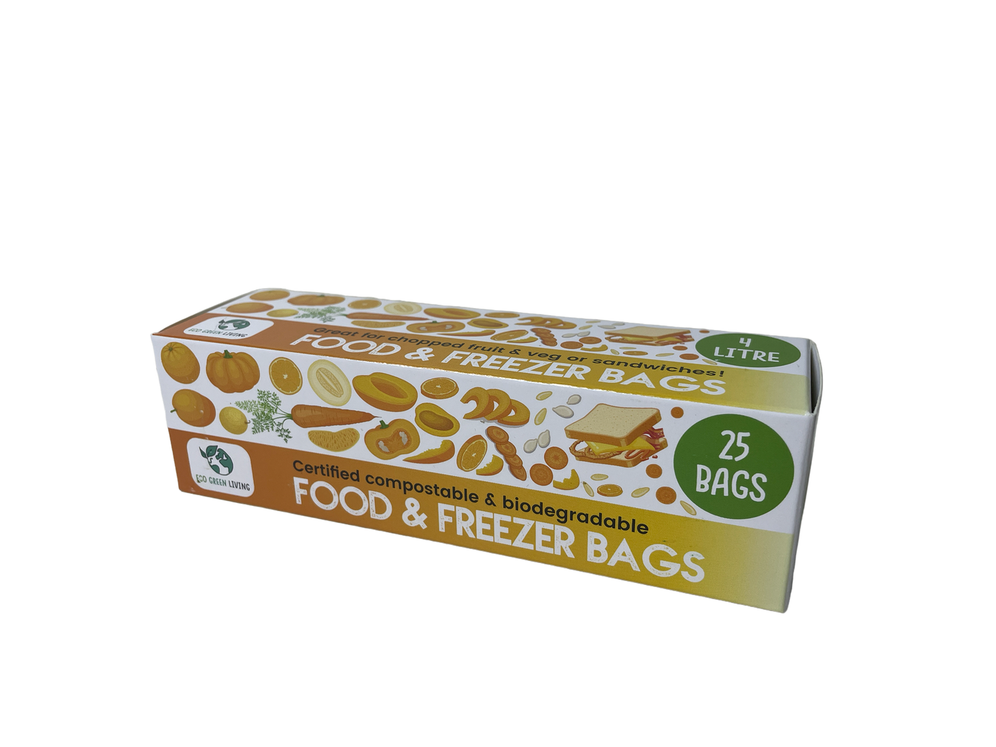 Eco Green Living Compostable Plastic Free Food & Freezer Bags 4L - 25 Bags