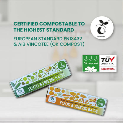 Eco Green Living Compostable Plastic Free Food & Freezer Bags 4L - 25 Bags
