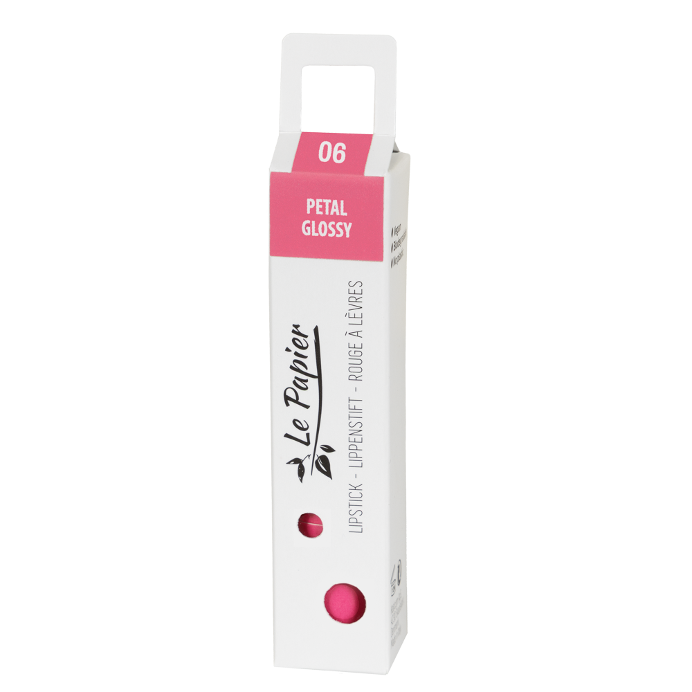 Plastic Free Glossy Lipstick in Paper Tube - Petal Pink 06
