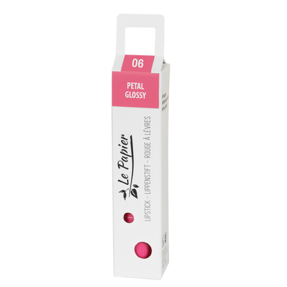 Plastic Free Glossy Lipstick in Paper Tube - Petal Pink 06