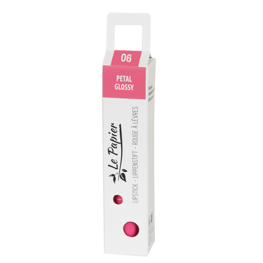 Plastic Free Glossy Lipstick in Paper Tube - Petal Pink 06