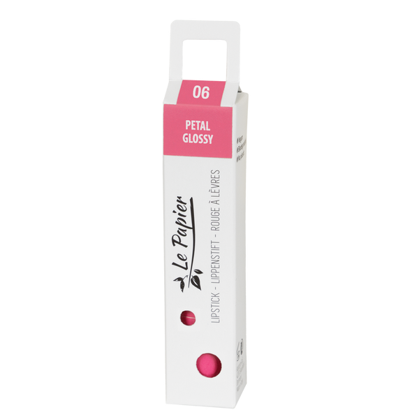 Plastic Free Glossy Lipstick in Paper Tube - Petal Pink 06