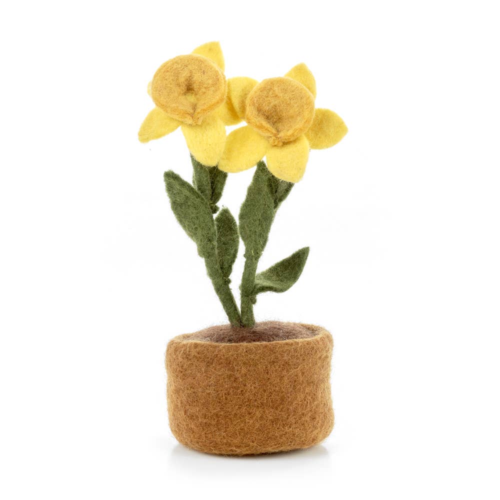 Handcrafted Daffodils in Felt Planter