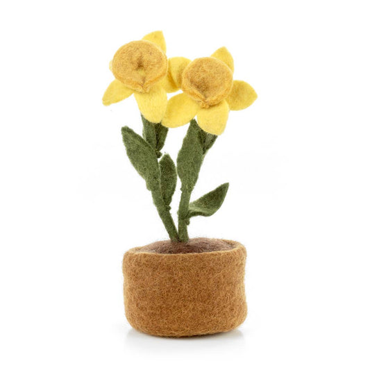 Handcrafted Daffodils in Felt Planter