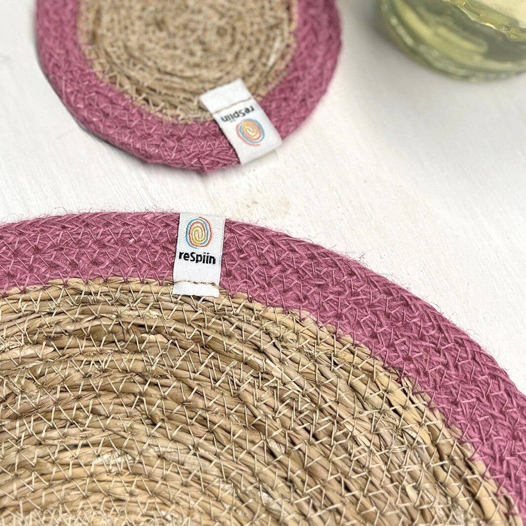 ReSpiin Set of 6 Seagrass & Jute Coasters