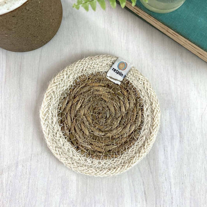 ReSpiin Set of 6 Seagrass & Jute Coasters