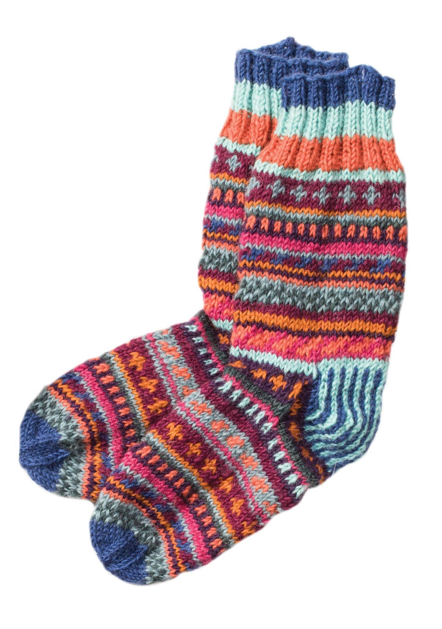 Fairisle Hand Knitted Woollen Fairtrade Socks