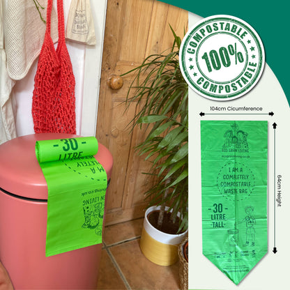 30 Litre Compostable Bin Liners – 18 bags