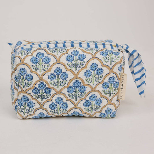 Indigo Trellis Organic Cotton Toiletries & Makeup Bag