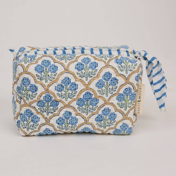 Indigo Trellis Organic Cotton Toiletries & Makeup Bag