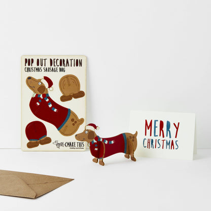 Sausage Dog Pop-Out Christmas Card