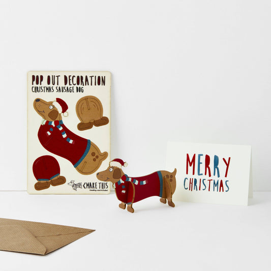 Sausage Dog Pop-Out Christmas Card