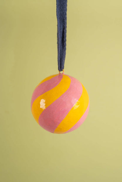 Apricot & Bubblegum Candycane Bauble