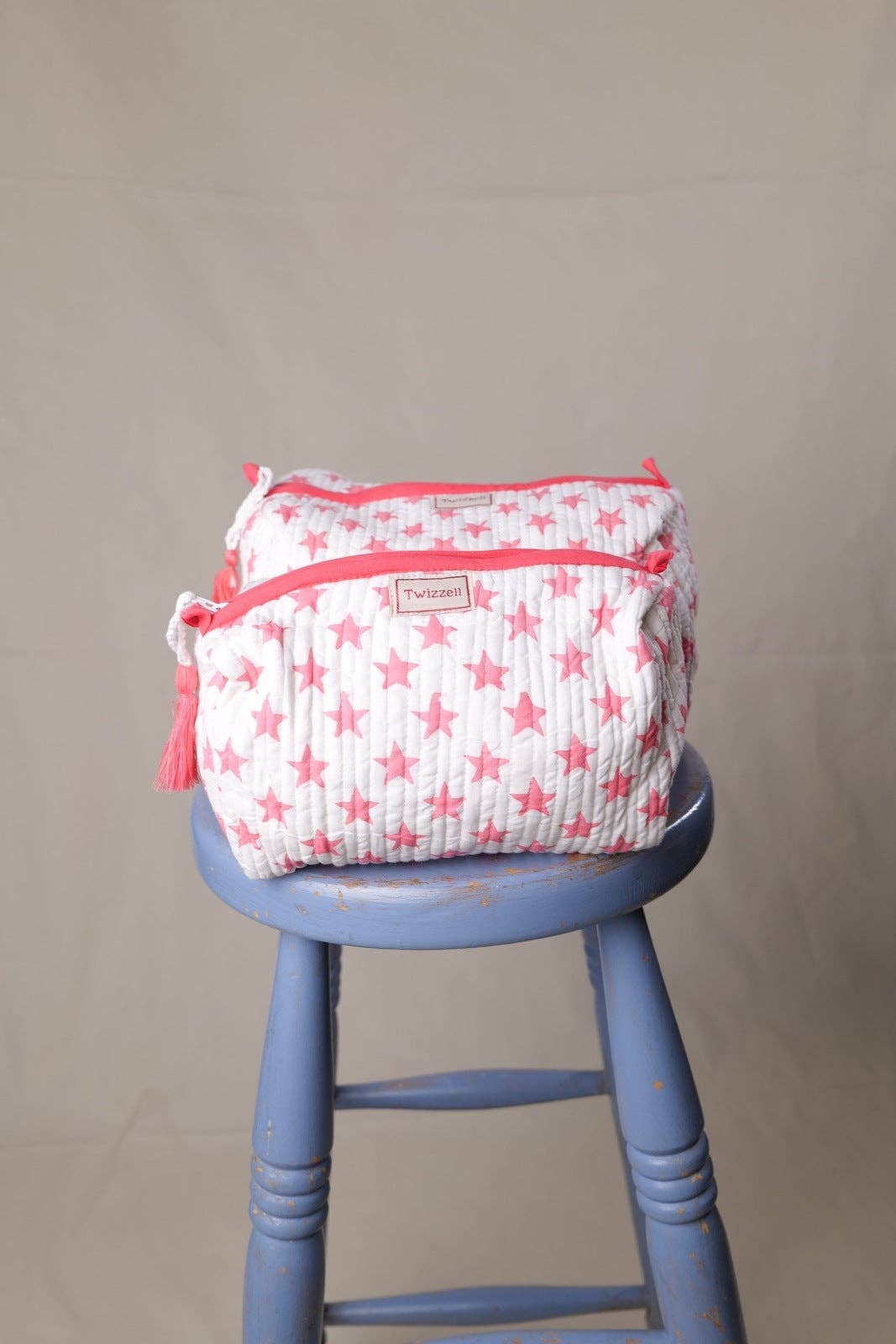Pink Star Quilted Wash Bag