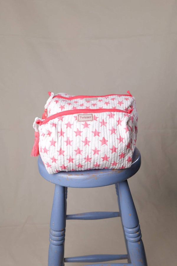 Pink Star Quilted Wash Bag