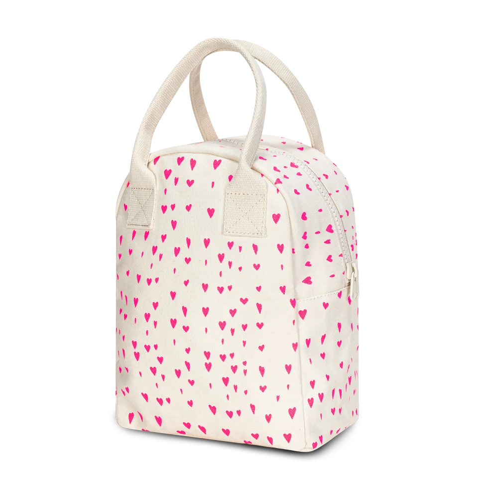 Fluf Organic Cotton Zipper Lunch Bag Tiny Hearts