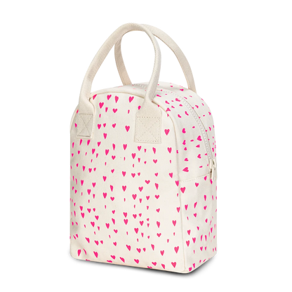 Fluf Organic Cotton Zipper Lunch Bag Tiny Hearts