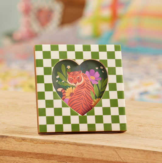 Checkered Heart Green Photo Frame