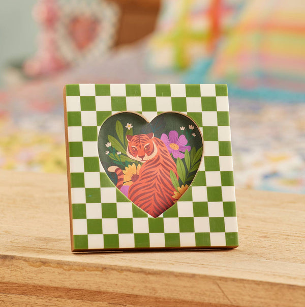 Checkered Heart Green Photo Frame