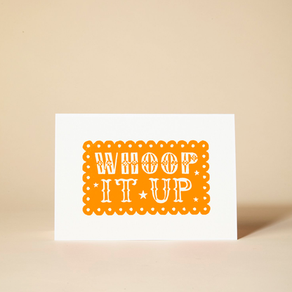 ‘Whoop It Up’ Linocut Greeting Card