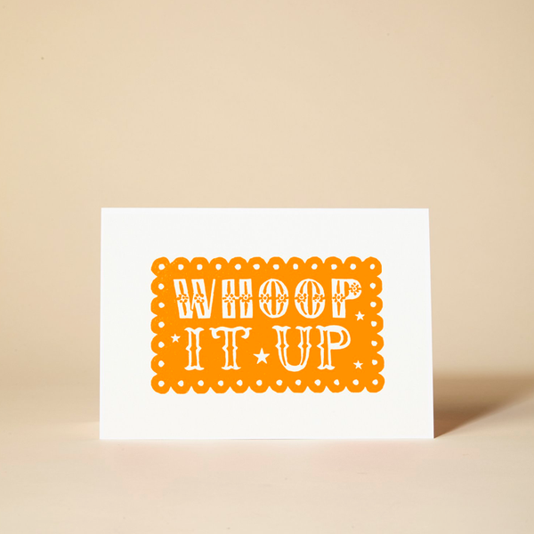 ‘Whoop It Up’ Linocut Greeting Card