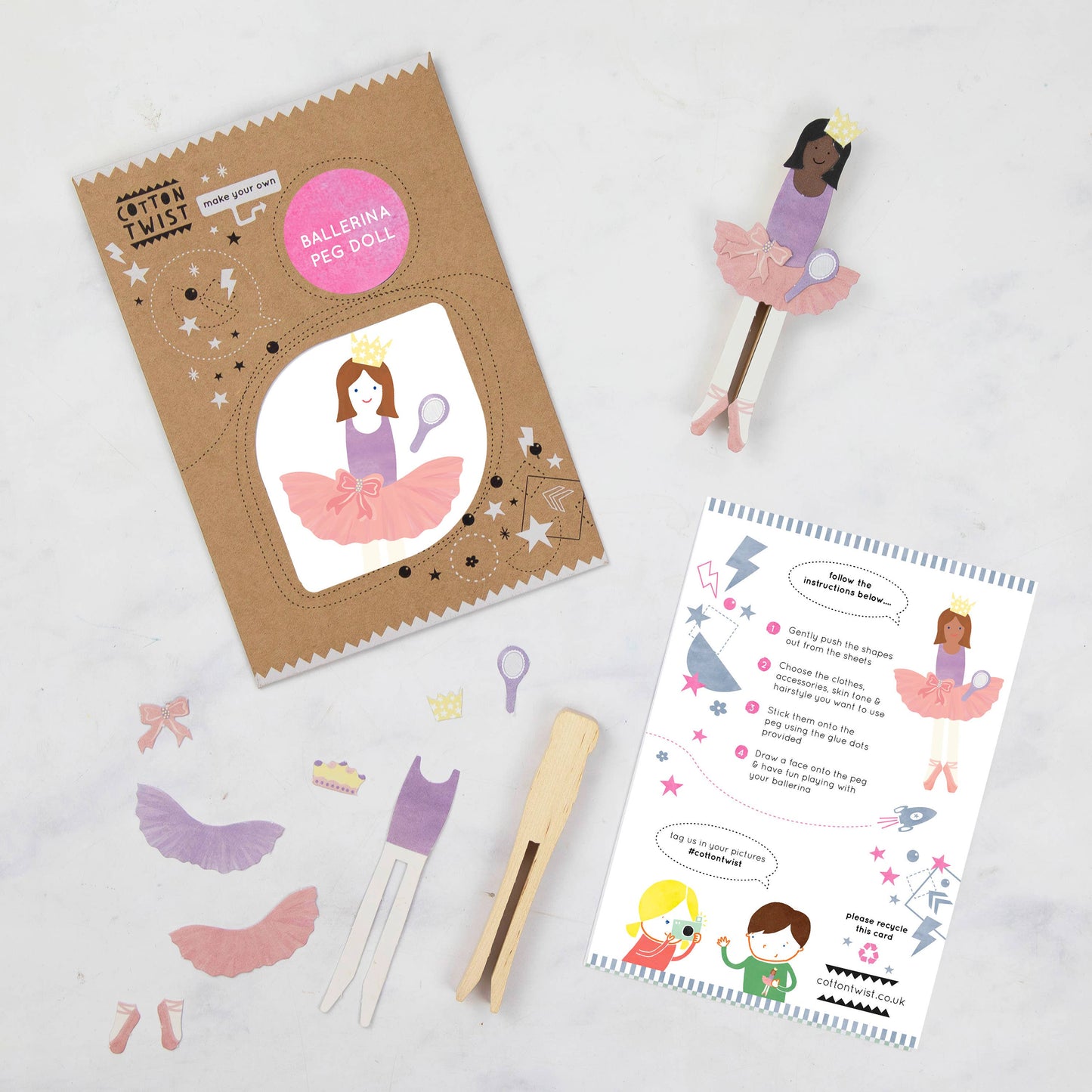 Cotton Twist Ballerina Peg Doll Mini Craft Kit