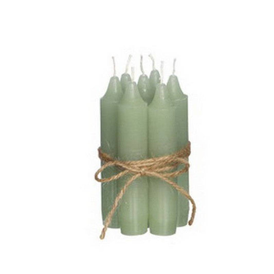 Moss Green Short Tapered Dinner Candles - Set of 7