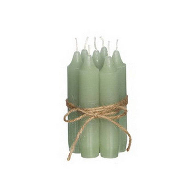 Moss Green Short Tapered Dinner Candles - Set of 7