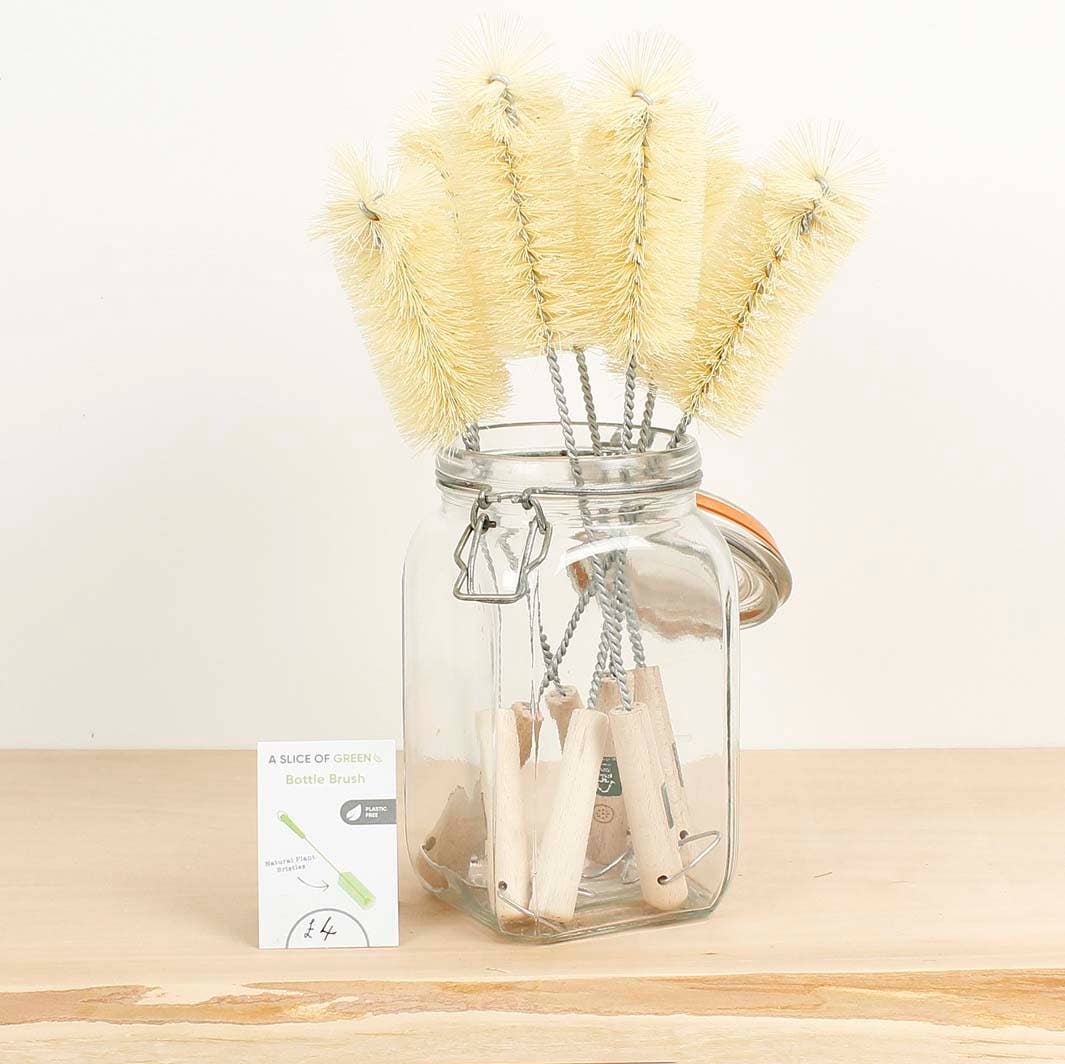 Natural Bristle Wooden Handle Bottle Brush