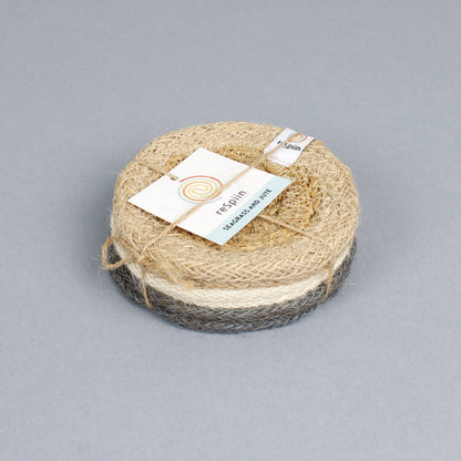ReSpiin Set of 6 Seagrass & Jute Coasters - Naturals