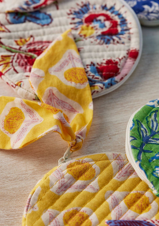 Block Print Round Coin Purse