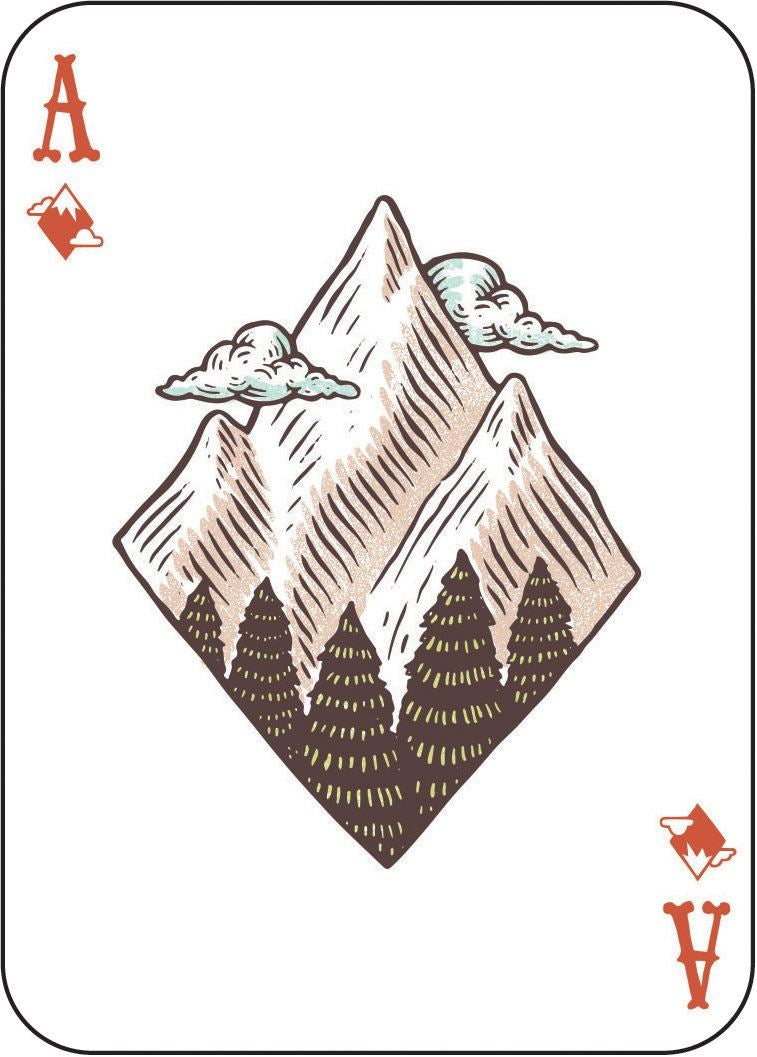 Great Outdoors Playing Cards Deck in Carved Wooden Storage Box