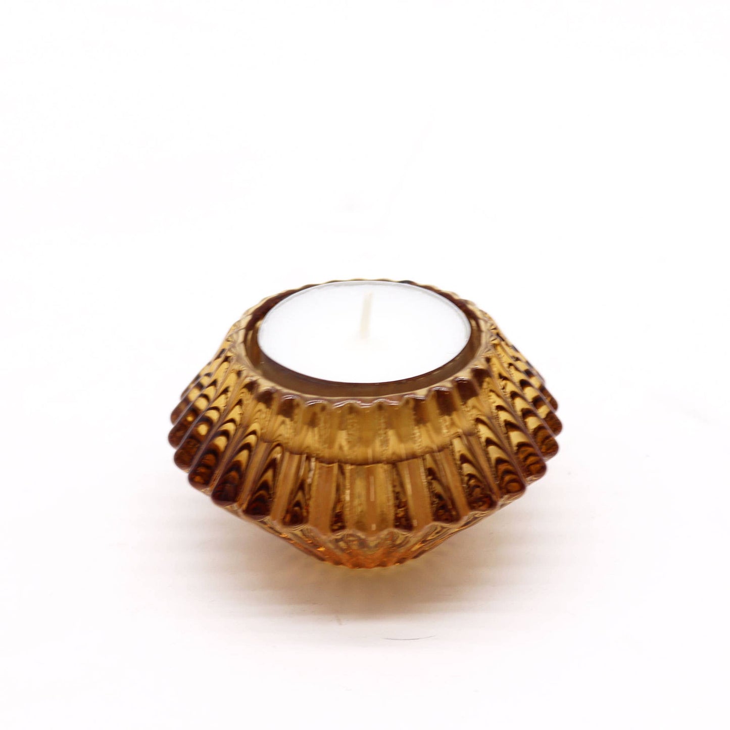 Antique Amber Glass Candle & Tealight Holder