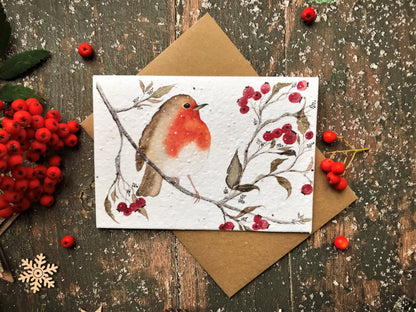 Morning Robin - Plantable Seeded Christmas Card