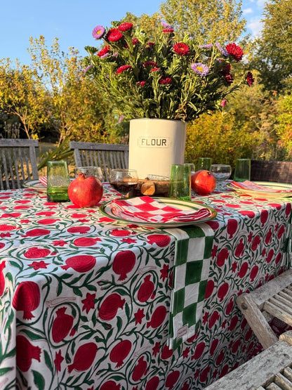 Pomegranate Indian Blockprint Tablecloth