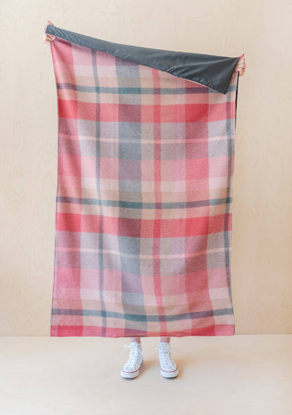Recycled Wool Picnic Blanket - Pink Patchwork Check