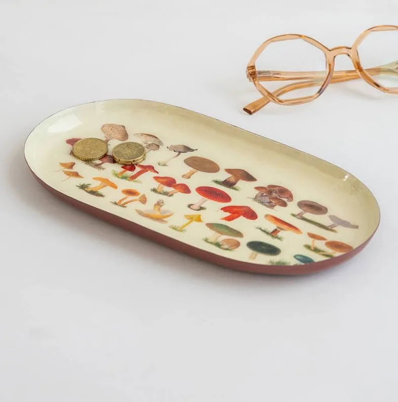 Oval Enamel Tray - Fungi