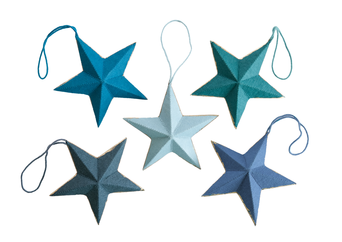 East End Press Set of Five Star Ornaments